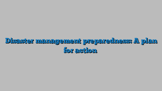 Disaster Management Preparedness A Plan For Action - 