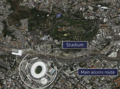 Maracanã Stadium in Rio de Janeiro, Brazil as seen through satellite imagery of DigitalGlobe