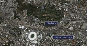 Maracanã Stadium in Rio de Janeiro, Brazil as seen through satellite imagery of DigitalGlobe