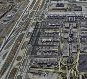 Aerial view of LAX. The airport handled nearly 615,000 takeoffs and landings in 2013