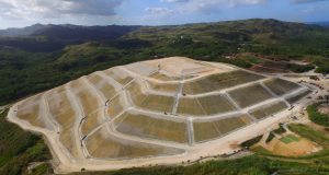 An aerial view of the Ordot Dump located in Chalan Pago-Ordot municipality, United States Territory of Guam.