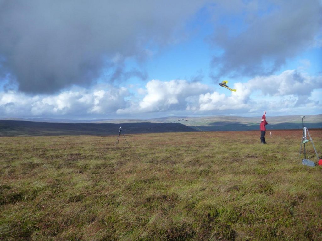 A drone being used in Lunedale to identify area of damaged peatland.