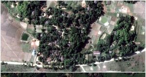 Above: Image shows villages before torching; Below: the image highlights the torched villages.