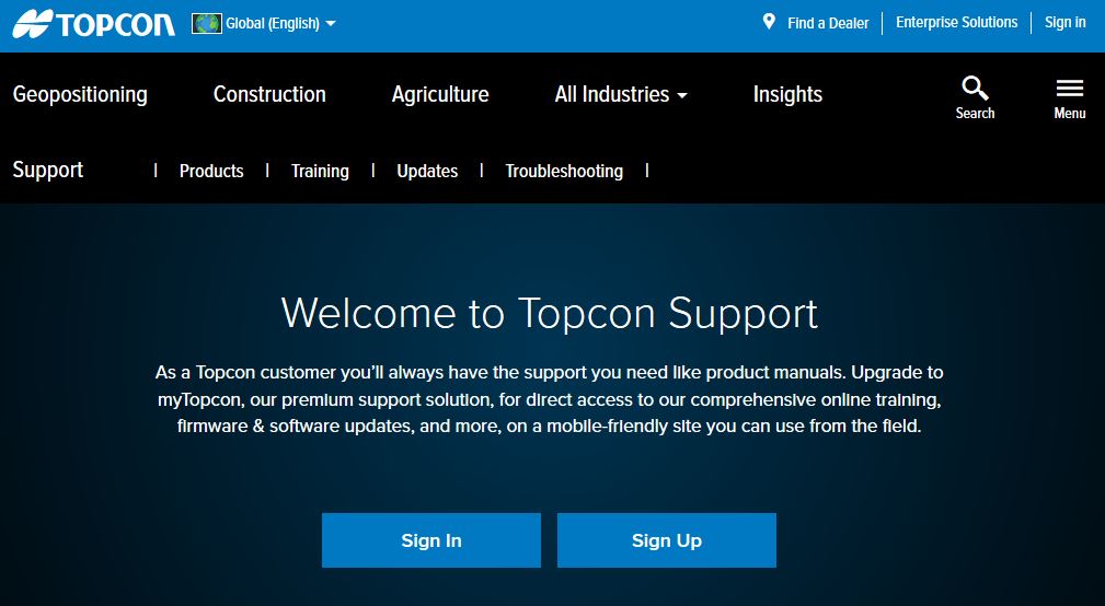 Topcon Positioning Group has announced the launch of its myTopcon support and training site.