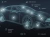 A graphic depicts the range of sensor information on a car feeding the HERE real time traffic services