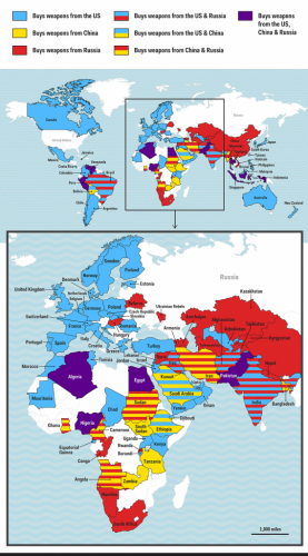 These maps show world's largest arms exporters and importers