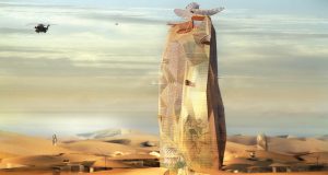 Manal Rachdi’s proposed “City Sand Tower” to sustain a new population in the Moroccan desert
