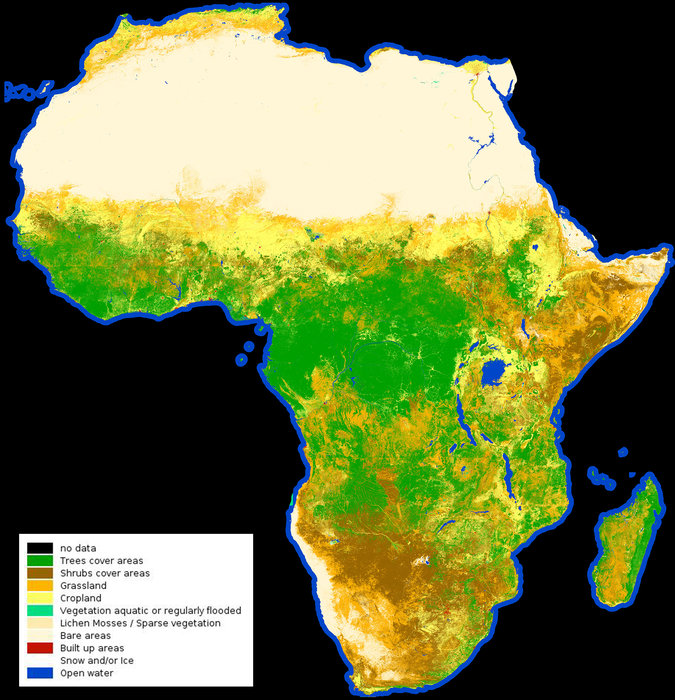 grasslands in africa map First High Resolution Land Cover Map Of Africa By Esa View The grasslands in africa map