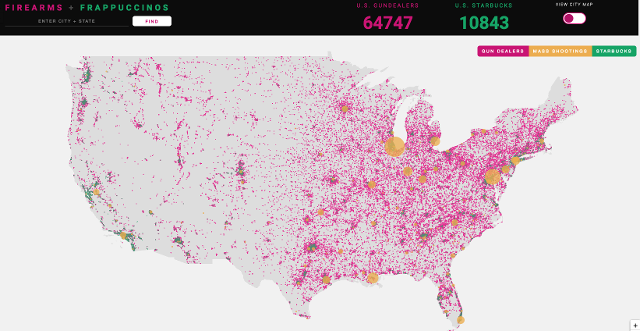 Gun store maps of USA - Get surprised - More gun stores than Starbucks!