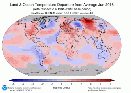 June 2018 the 5th hottest on global record