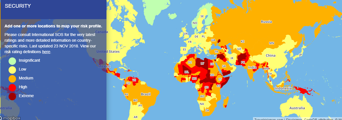 travel safety levels map