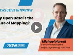 Michael Harrell of TomTom speaks on open data and AI in mapping at Geospatial World Forum 2025