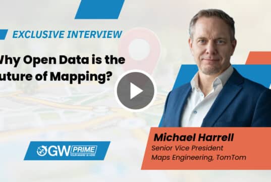 Michael Harrell of TomTom speaks on open data and AI in mapping at Geospatial World Forum 2025